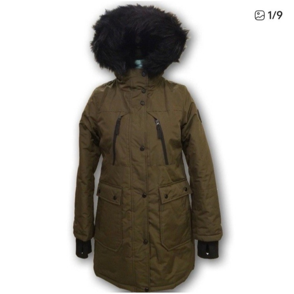 NEW A.N.A Parka Winter Coat Green Size XL Full Zipper Buttons Removable Hood - Picture 2 of 13